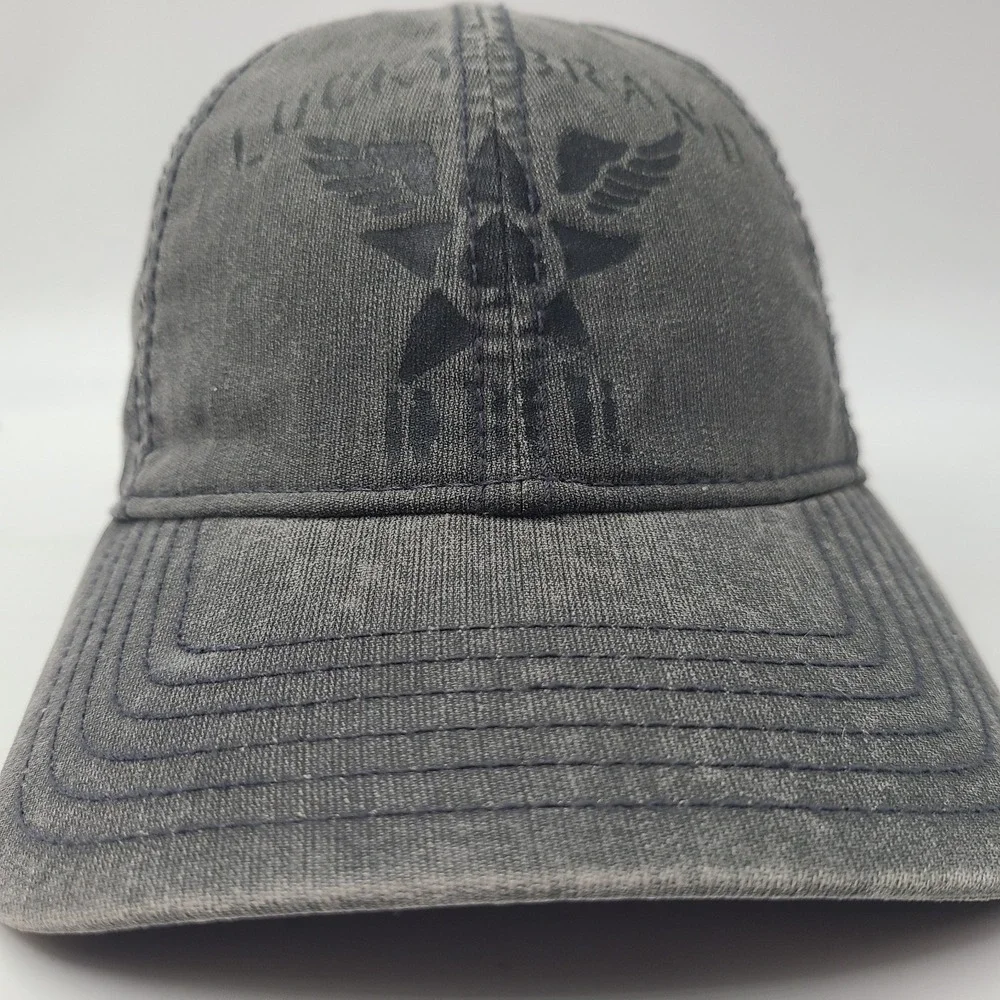 Lucky Brand Hat Adjustable Strapback Gray Black Men Cotton Casual‎ Everyday Wear